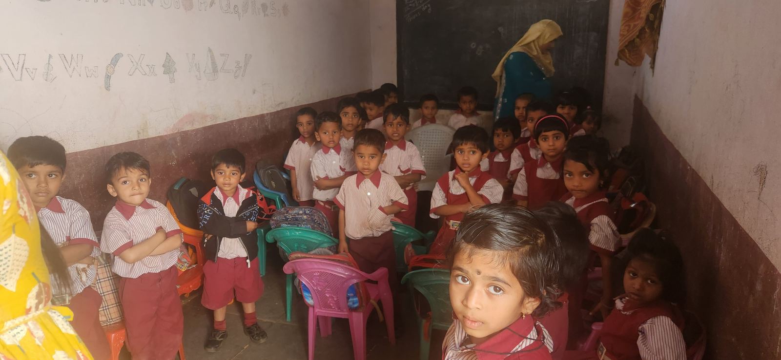 Schoolchildren in a classroom in India